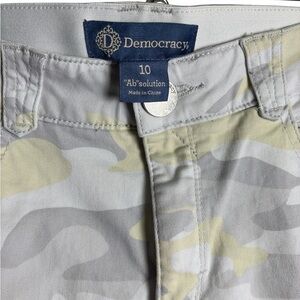 Democracy Ab”solution Gray and Tan /light yellow Camouflage Pants